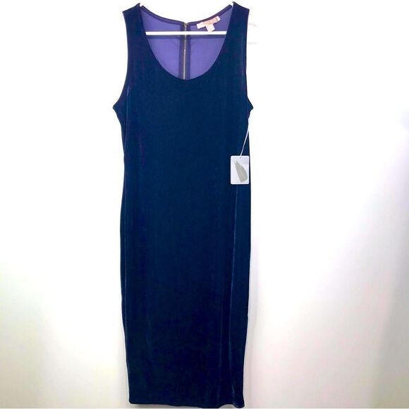 NEW Forever 21 Navy Sleeveless Velvety Sheath Dress - Picture 6 of 14